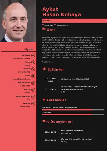 Biyolog CV Örnekleri cv indir